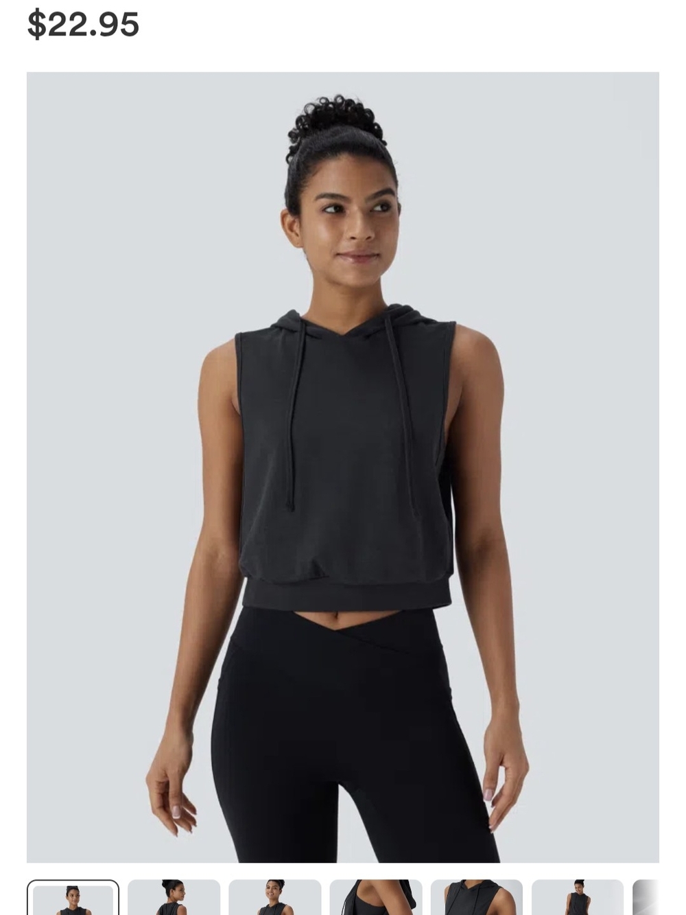 HALARA Black Sleeveless Crop Hoodie